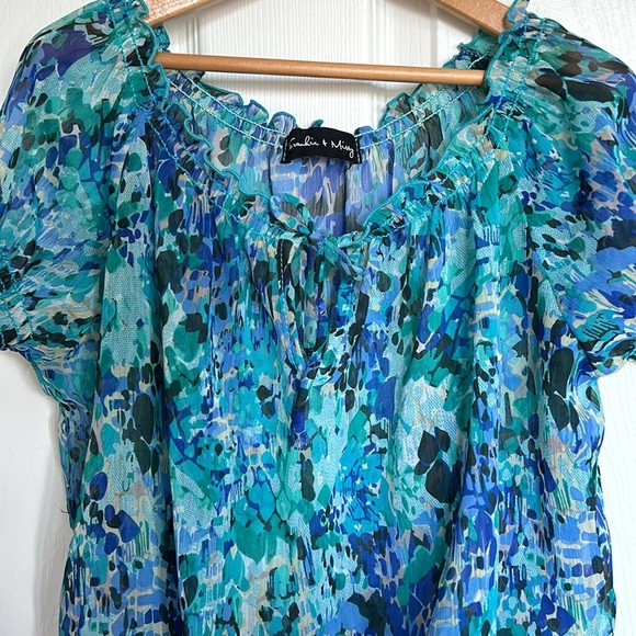 Frankie & Missy blue sheer short sleeve top - Picture 2 of 5